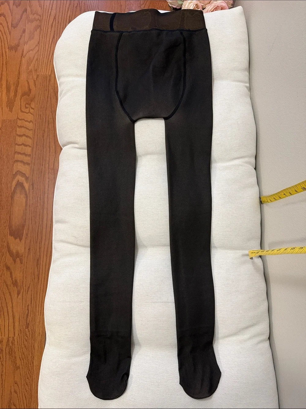 Women's Black Opaque Flannel LinedTights with Stretch Waistband